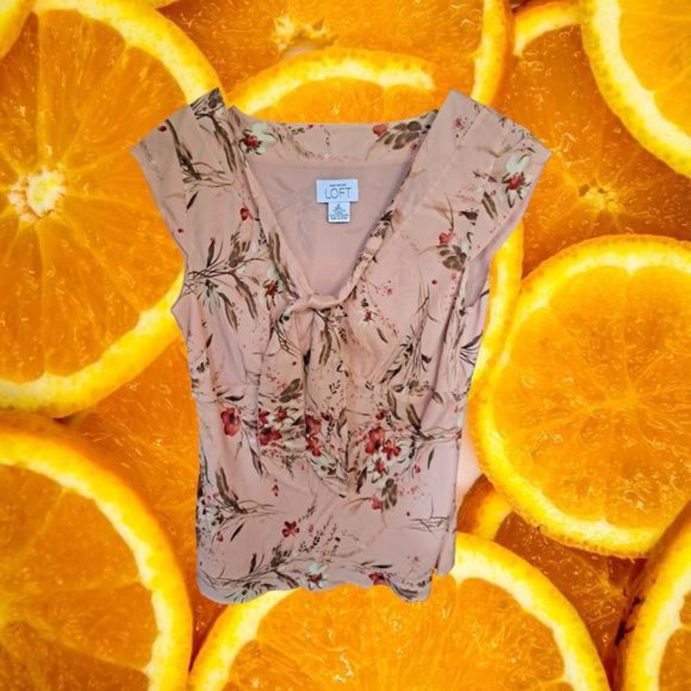 Ann Taylor Loft Sleeveless Pink Floral Blouse Size 4‎